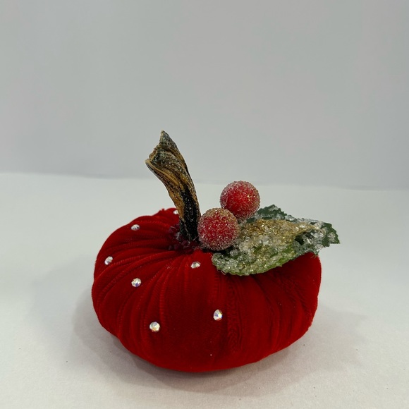 “Christmas Cheer” Velvet Pumpkin Home Decor - Picture 2 of 8
